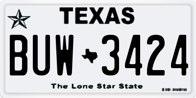 TX license plate BUW3424