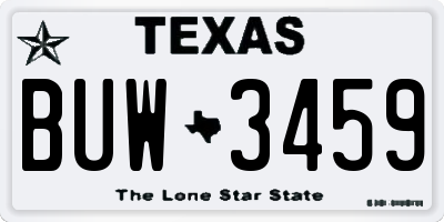 TX license plate BUW3459