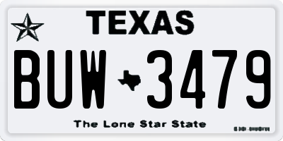 TX license plate BUW3479