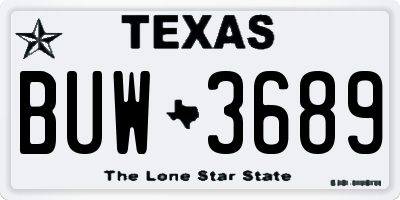 TX license plate BUW3689