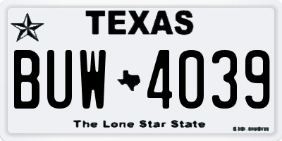 TX license plate BUW4039