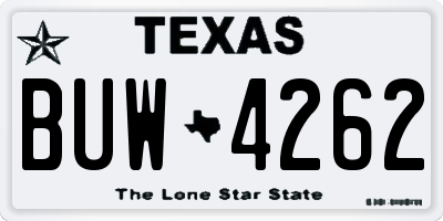 TX license plate BUW4262
