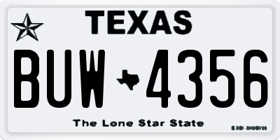 TX license plate BUW4356