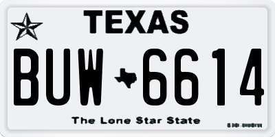 TX license plate BUW6614