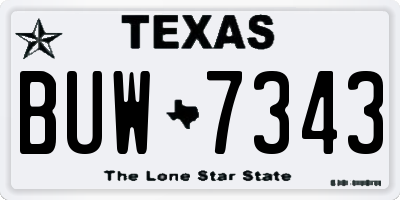 TX license plate BUW7343