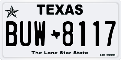 TX license plate BUW8117