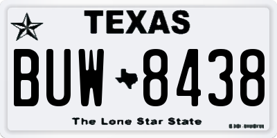 TX license plate BUW8438