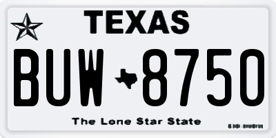 TX license plate BUW8750