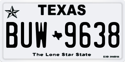 TX license plate BUW9638