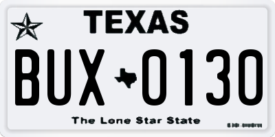 TX license plate BUX0130
