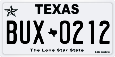 TX license plate BUX0212