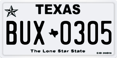 TX license plate BUX0305