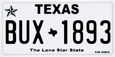 TX license plate BUX1893
