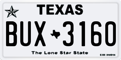 TX license plate BUX3160