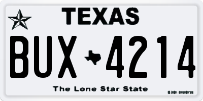 TX license plate BUX4214