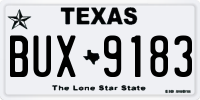 TX license plate BUX9183
