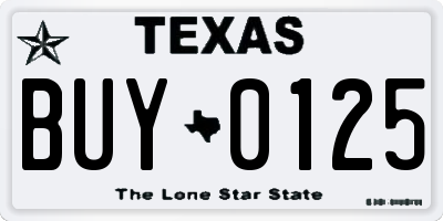 TX license plate BUY0125