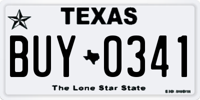 TX license plate BUY0341