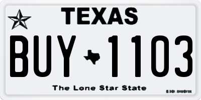 TX license plate BUY1103