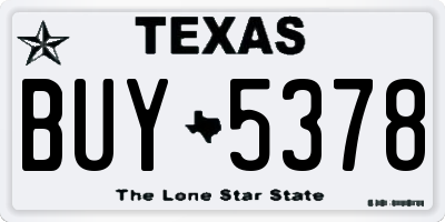 TX license plate BUY5378