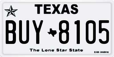TX license plate BUY8105