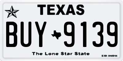 TX license plate BUY9139
