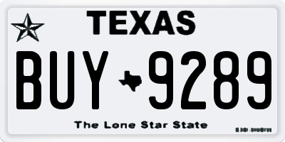 TX license plate BUY9289