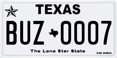 TX license plate BUZ0007