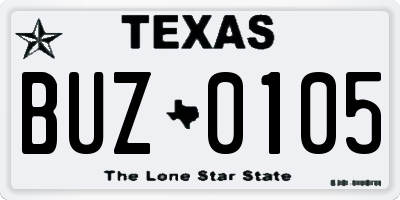TX license plate BUZ0105