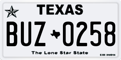 TX license plate BUZ0258