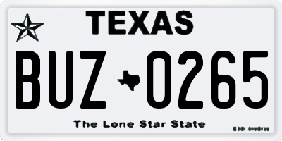 TX license plate BUZ0265