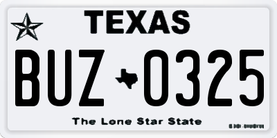 TX license plate BUZ0325