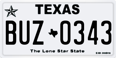 TX license plate BUZ0343