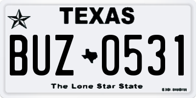 TX license plate BUZ0531