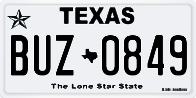 TX license plate BUZ0849