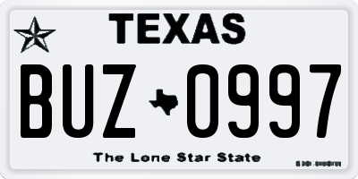 TX license plate BUZ0997