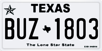 TX license plate BUZ1803