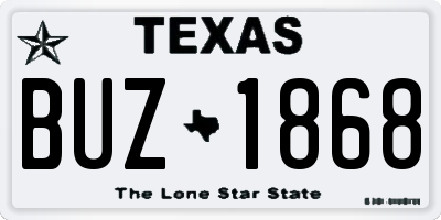 TX license plate BUZ1868