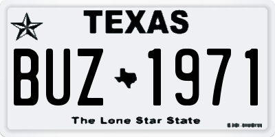 TX license plate BUZ1971