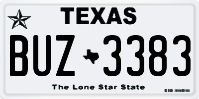 TX license plate BUZ3383