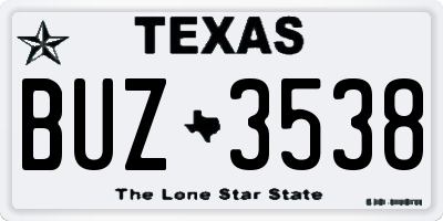 TX license plate BUZ3538