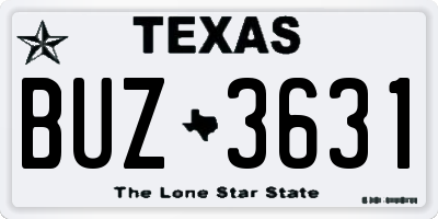 TX license plate BUZ3631