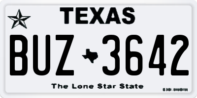 TX license plate BUZ3642