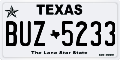 TX license plate BUZ5233