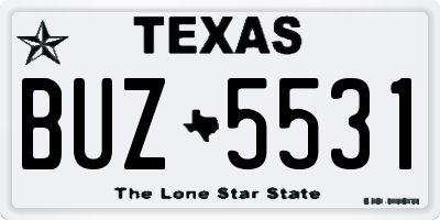 TX license plate BUZ5531