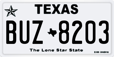 TX license plate BUZ8203