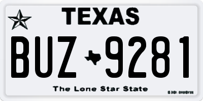 TX license plate BUZ9281