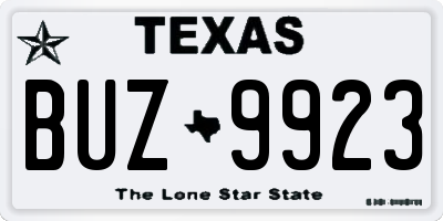 TX license plate BUZ9923