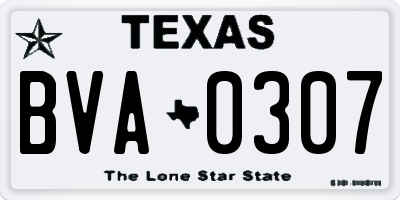 TX license plate BVA0307