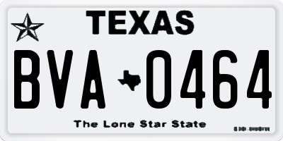 TX license plate BVA0464